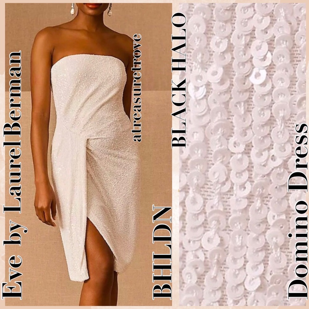 Black Halo Eve by Laurel Berman x BHLDN Domino 4 / Sm White Sequin Strapless